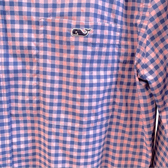 Vineyard Vines Blue/Pink Checked Performance Classic Fit Tucker Shirt - Picture 3 of 4